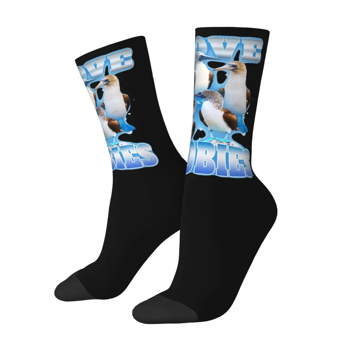 I Love Boobies Bird Meme Outfits Men Women Socks Flexible Funny Boobs Bird Sport Middle Tube Stockings Super Soft Gift Idea