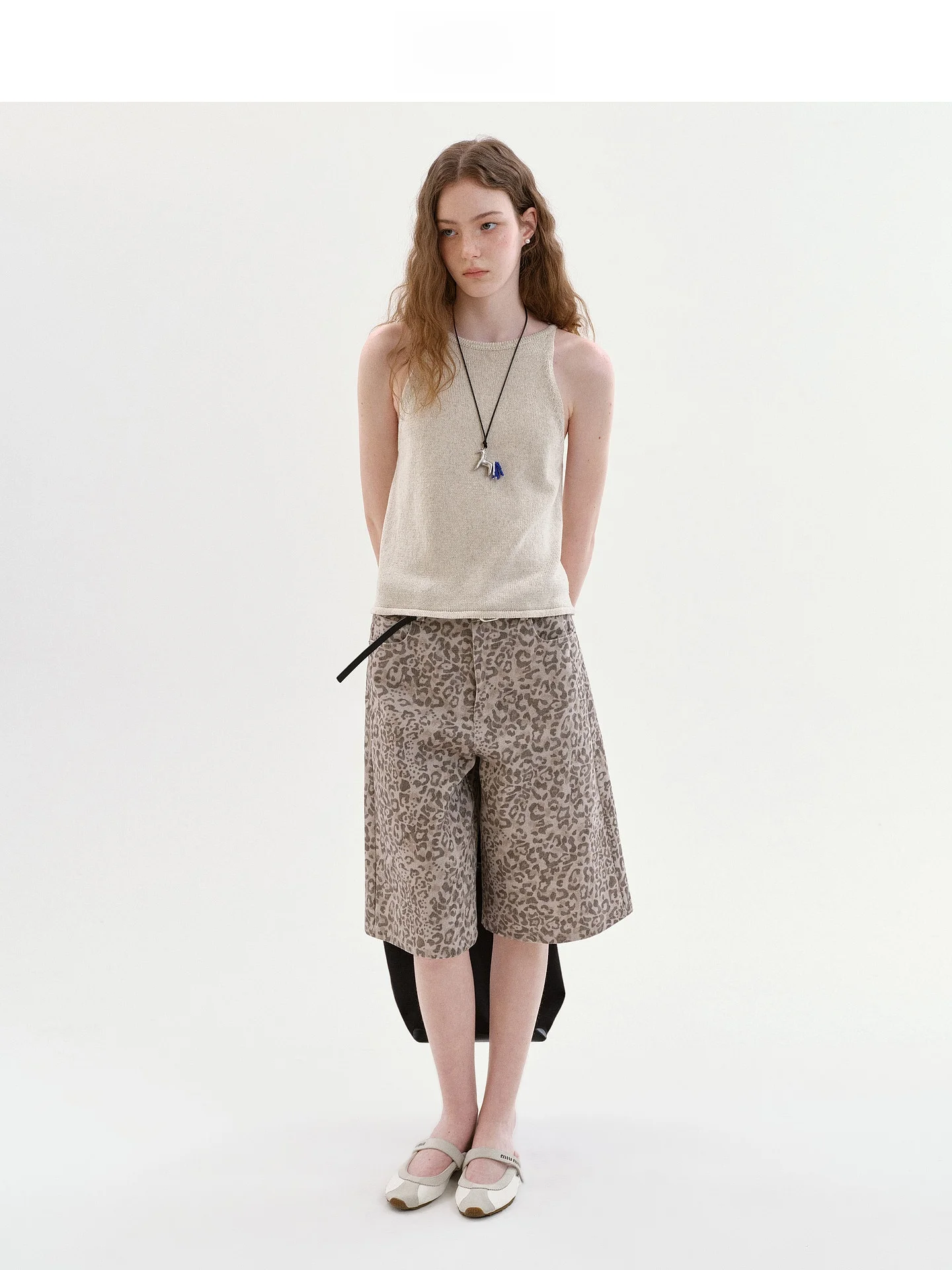 Fano Women's Knitted Linen Vest  Color Shoulder Hanging Summer New Style Simple Match round Neck Short Length Regular Fit