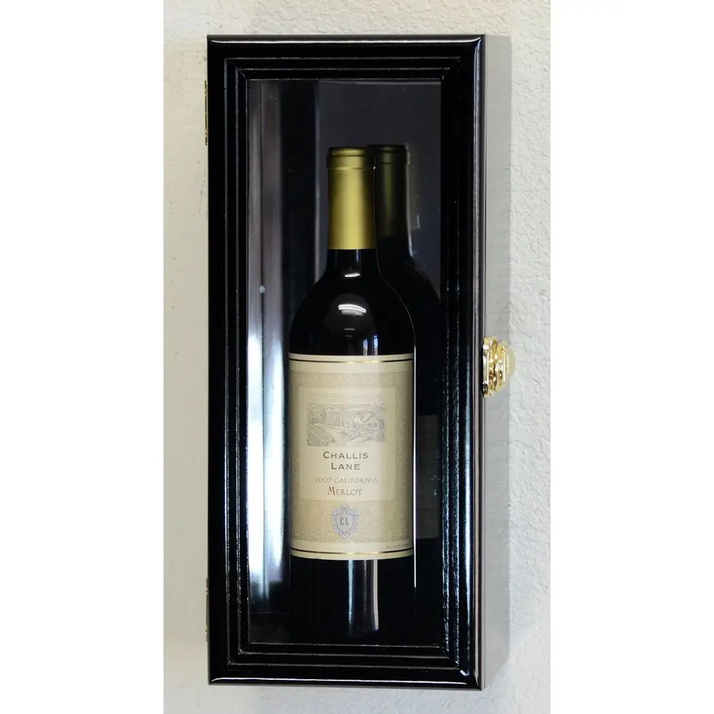 Exhibidor de Pared para una Sola Botella de Vino con Espejo en la Parte Posterior, Compatible con Botellas Bordeux, Cabernet, Borgoña, Pinot, Champán y Magnum