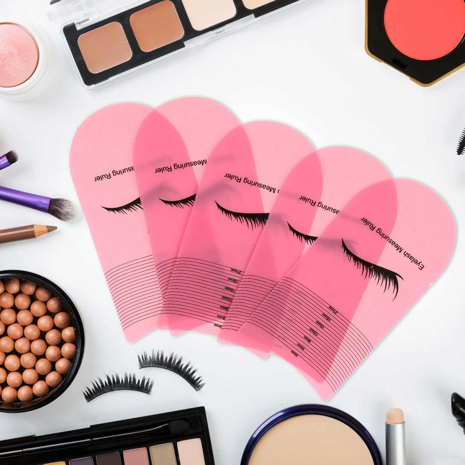 

5pcs Eyelash Measuring Ruler Length Tool Durable Plastic Beauty Supplies Lash Extension Application Lash Measuring Tool