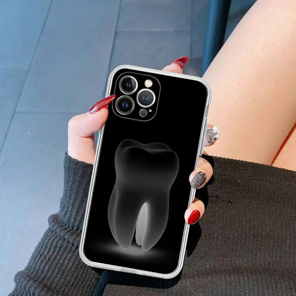 Etui na telefon dentysta ząb lekarz silikonowe miękkie do iphone 15 14 13 12 11 Pro Mini XS MAX 8 7 6 Plus X XS XR pokrowiec