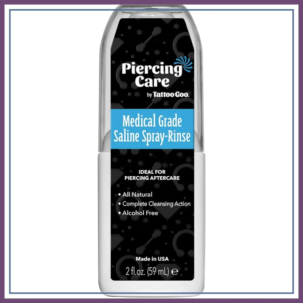

Saline Spray Rinse for Piercings - Safely Cleans with Sodium Chloride 99.9% - 2 oz