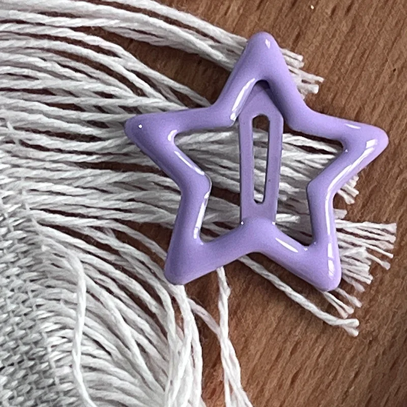 12Pcs/Set Fashion Dopamine Purple Random Color Pentagram Stars Hairpins Hair Clips For Women Girls Party Hair Accessories