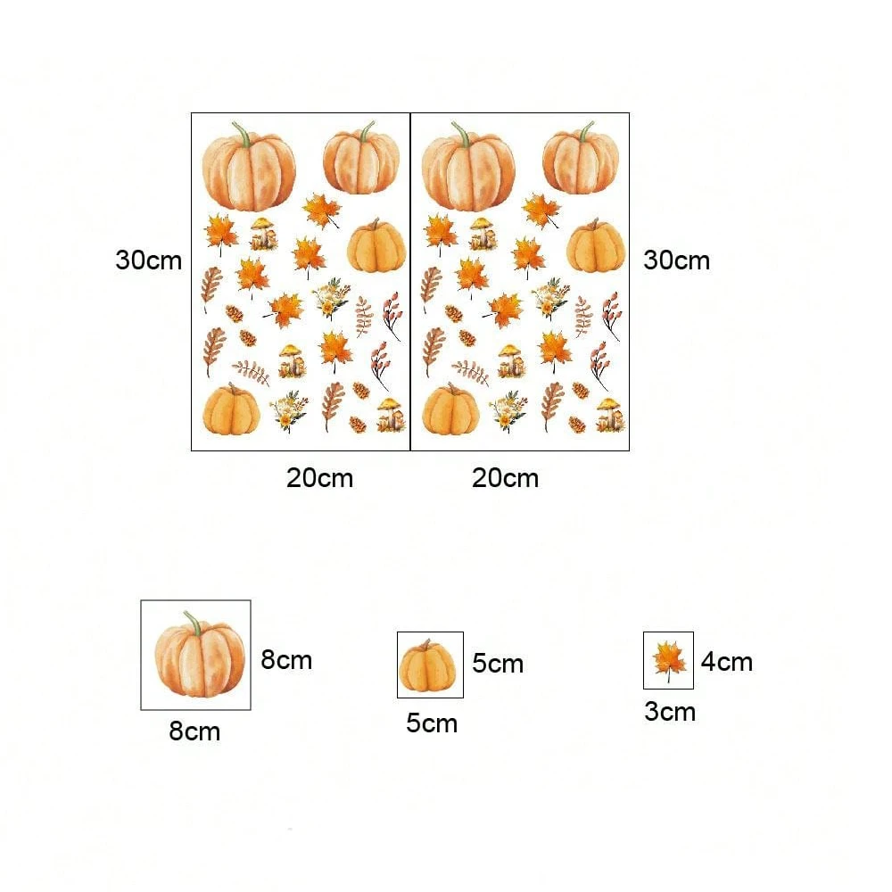 Halloween 3d pumpkin window sticker home decoration self adhesive autumn leaves wall art decal