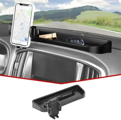 

JeCar Dash Phone Holder for Chevy Colorado & GMC Canyon 2014-2022 - Aluminum Alloy Mount with Storage Tray
