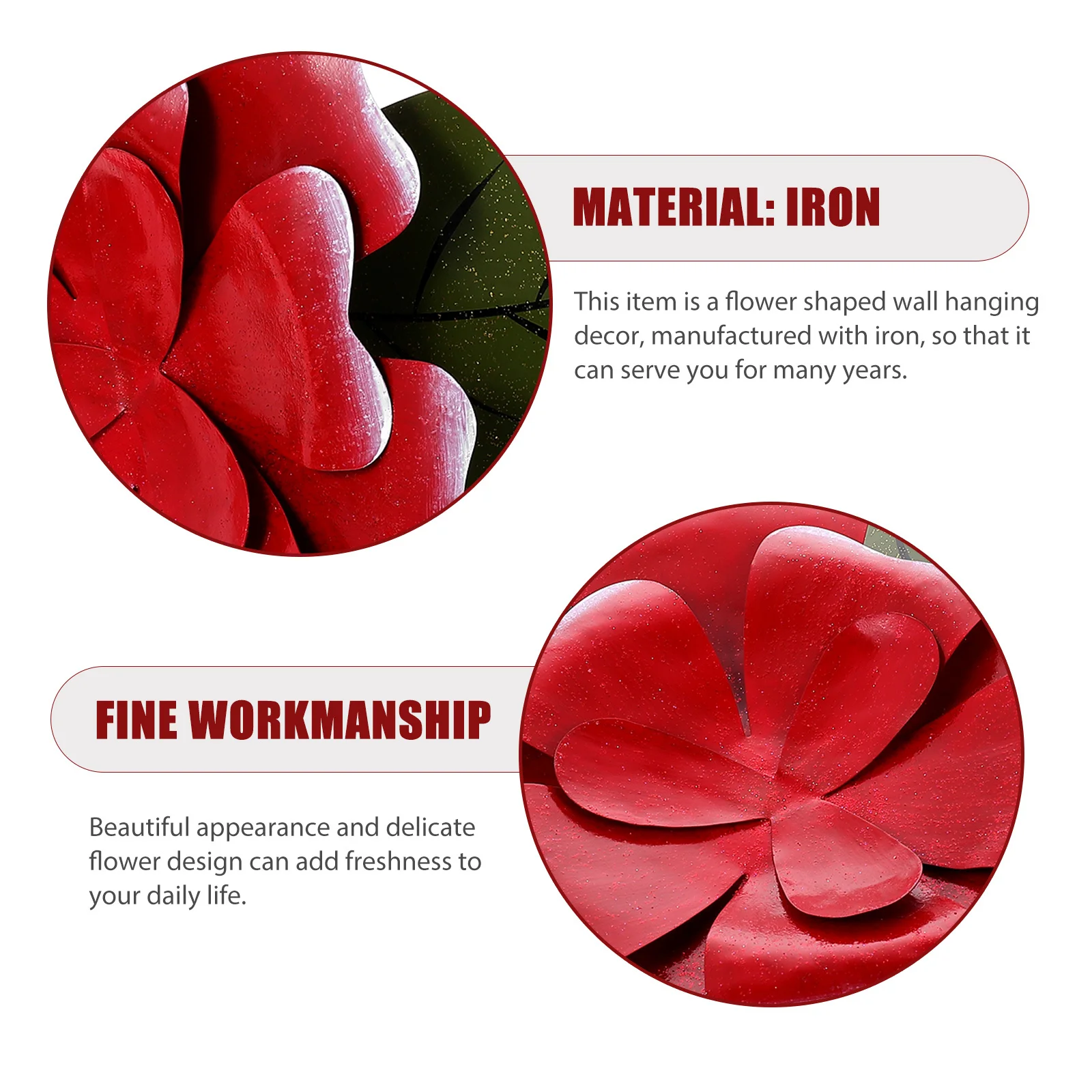 

Decorative Iron Rose Metal Flower Wall Hanging Outdoor Yard Garden Fence Flower Sculpture 3D Rose Ornament Scene Hanging Decor