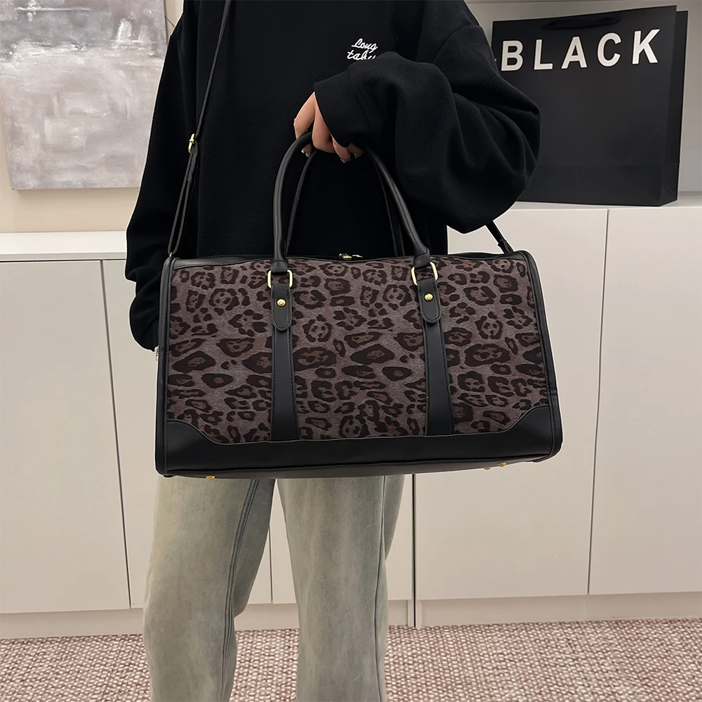 

Niche Leopard Print Tote Bag, Versatile Single Shoulder Crossbody Bag, Large Capacity