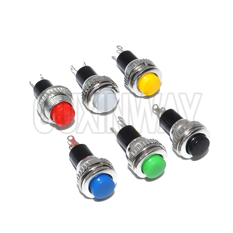6 Buah Saklar Tombol Tekan Panel Pemasangan Ulir Atas 10mm Momentary OFF-(ON)