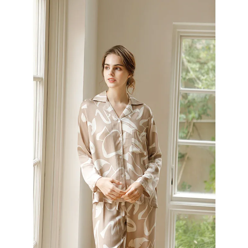 Autumn Casual Fashion Couple Pajamas Caman Long-sleeved Pants Home Service Viscose Pyjamas Women Luxury Clothes Sexy Sleepwear