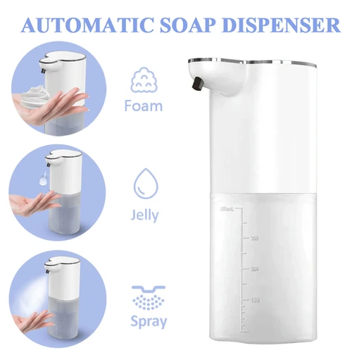 Imagen 1 del producto Dispensador automático de jabón, dispensador de jabón espumoso sin huecos, 400ml, recargable por USB, eléctrico, dispensador de jabón de espuma ajustable de 4 niveles