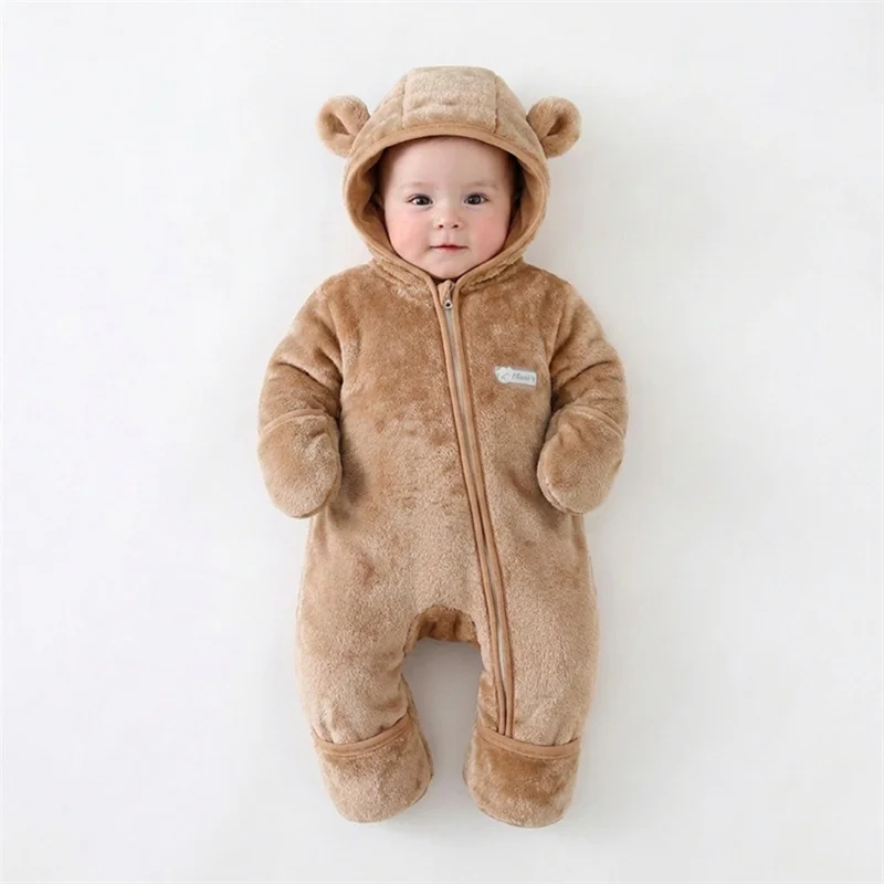 Newborn Baby Bodysuit Flannel Autumn Winter Boys Girl Clothes Cute Newborn Romper Soft Warm Infant Clothing 0-9 Months