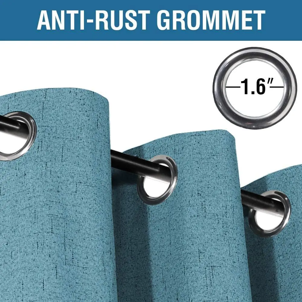 ستائر مكونة من 108 ستائر من الكتان باللون الأزرق المخضر، معتمة بنسبة 100%، مجموعة مكونة من لوحتين لغرفة النوم وغرفة المعيشة