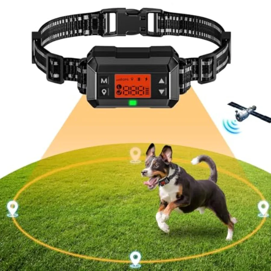 

GPS Wireless Dog Fence for outdoor use waterproof PET containment system in red 992997FT range adjustable stimulation strength