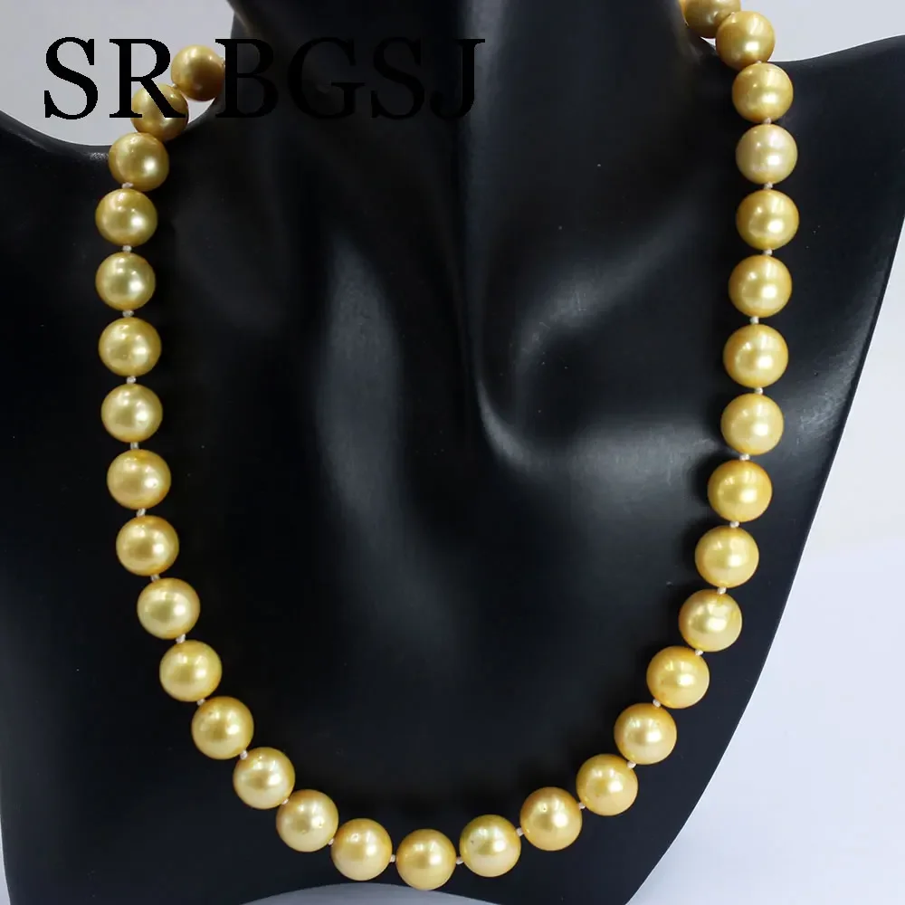 11-12mm AAA Women Engagement Wedding Gift Yellow High Quality Genuine Natural Freshwater Pearl Jewelry Short Chokers Necklace