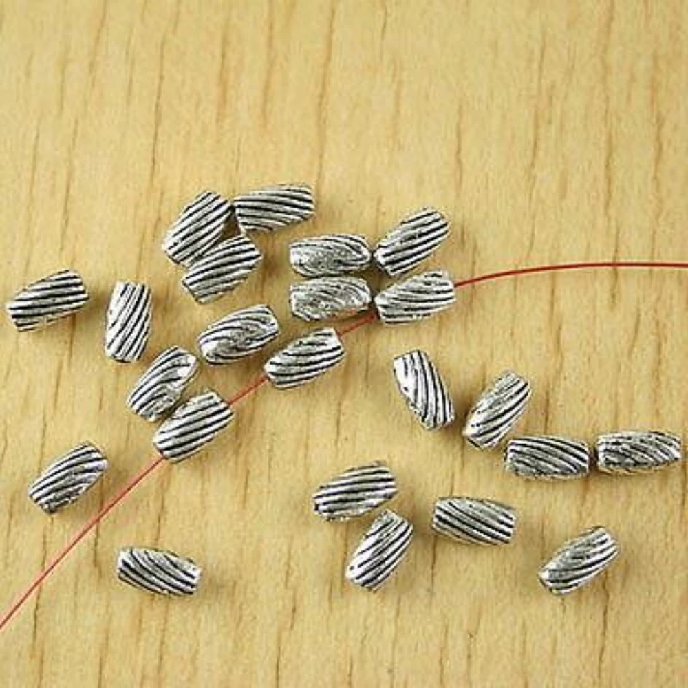 70PCS 7.1x3.9mm hole is 1.1mm TIBETAN SILVER LINED OVAL SPACER BEADS H2449