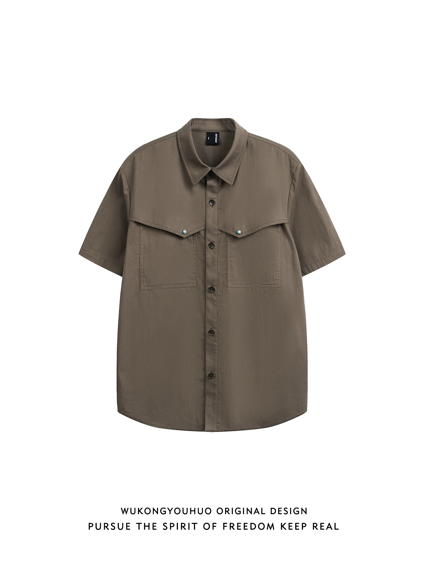 

Повседневная свободная рубашка с коротким рукавом, однотонная, в стиле рабочей одежды, уличный ретро-стиль, японский бренд Goku Has Goods, модная молодежная рубашка