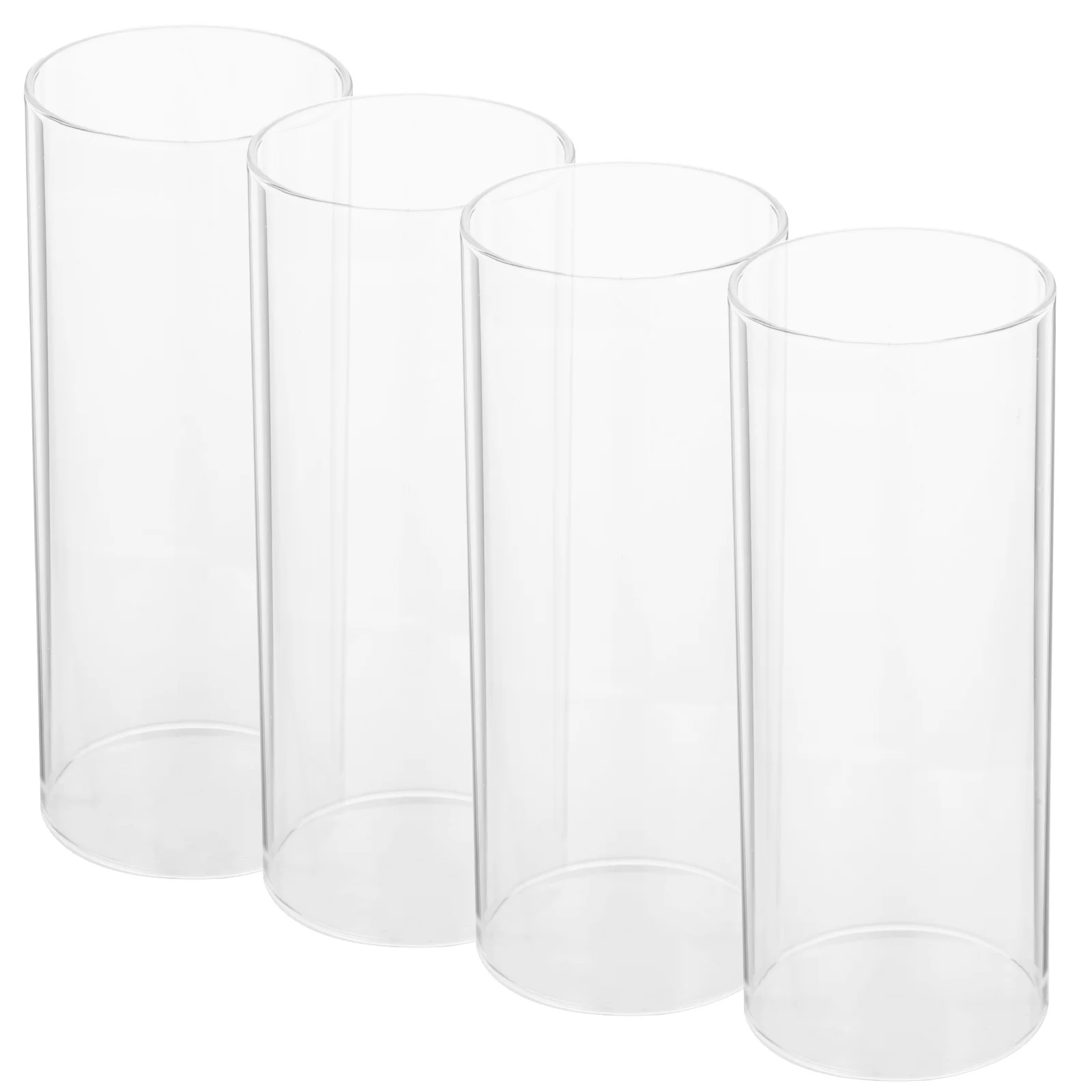 4Pcs Simple Glass Tube Covers Transparent Craft Shades for Gentle Warm Flame Effect Cover Glass Cover Container