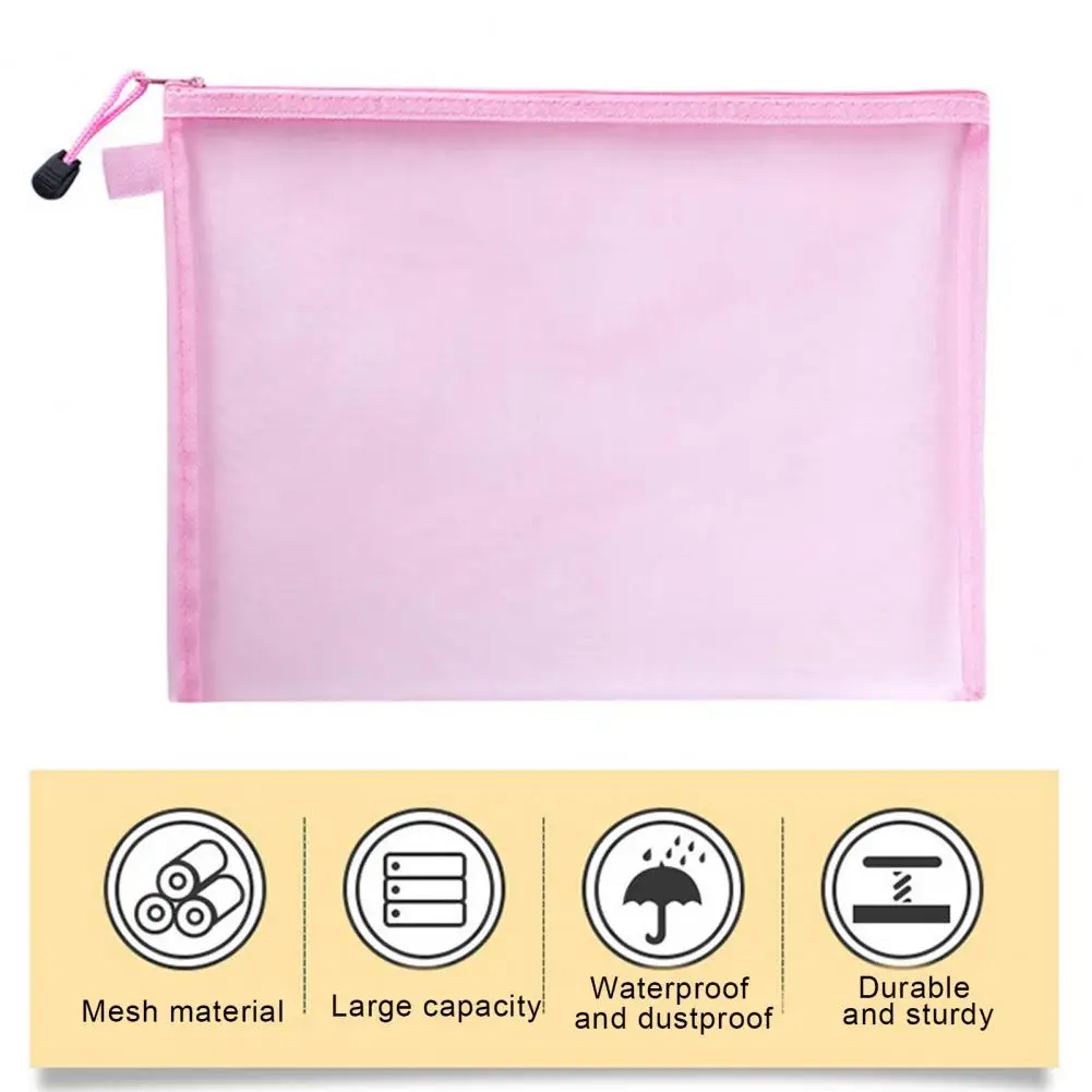 Visible Document Pouch Lightweight File Organizer Capacity Portable File Holder with Zipper for A4 Documents for Office