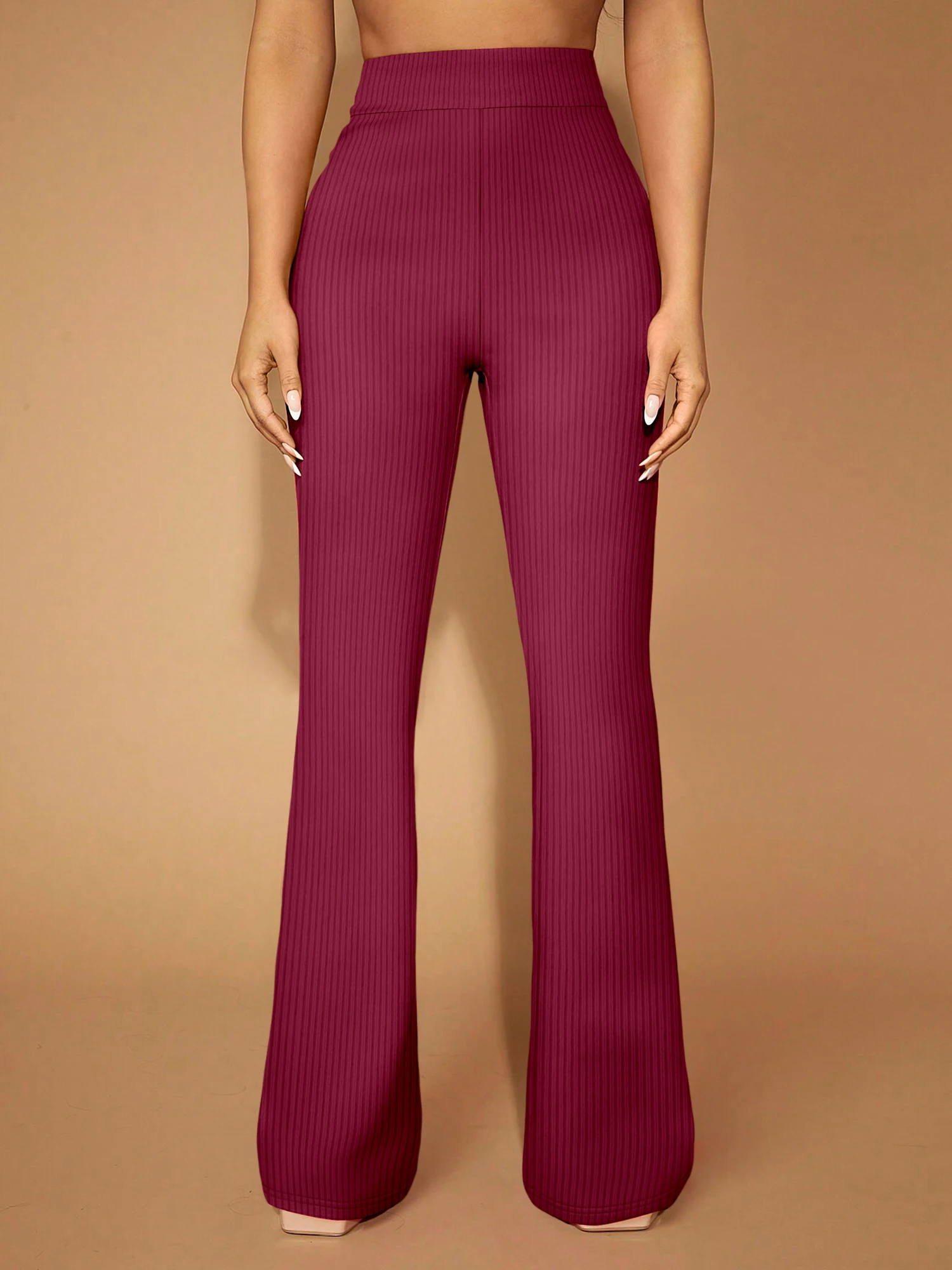 

Брюки женские повседневные, в стиле INS Blogger, с высокой талией, в рубчик, расклешенные, с эффектом удлинения ног, эластичные, широкие, модные