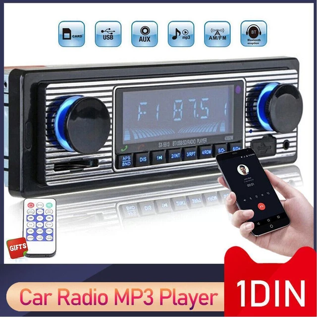 Bluetooth Car Radio Vintage Dual Knob MP3 Player FM retro Audio Accessories  Car USB Receiver Speaker Classic Stereo Tuner A N2L0