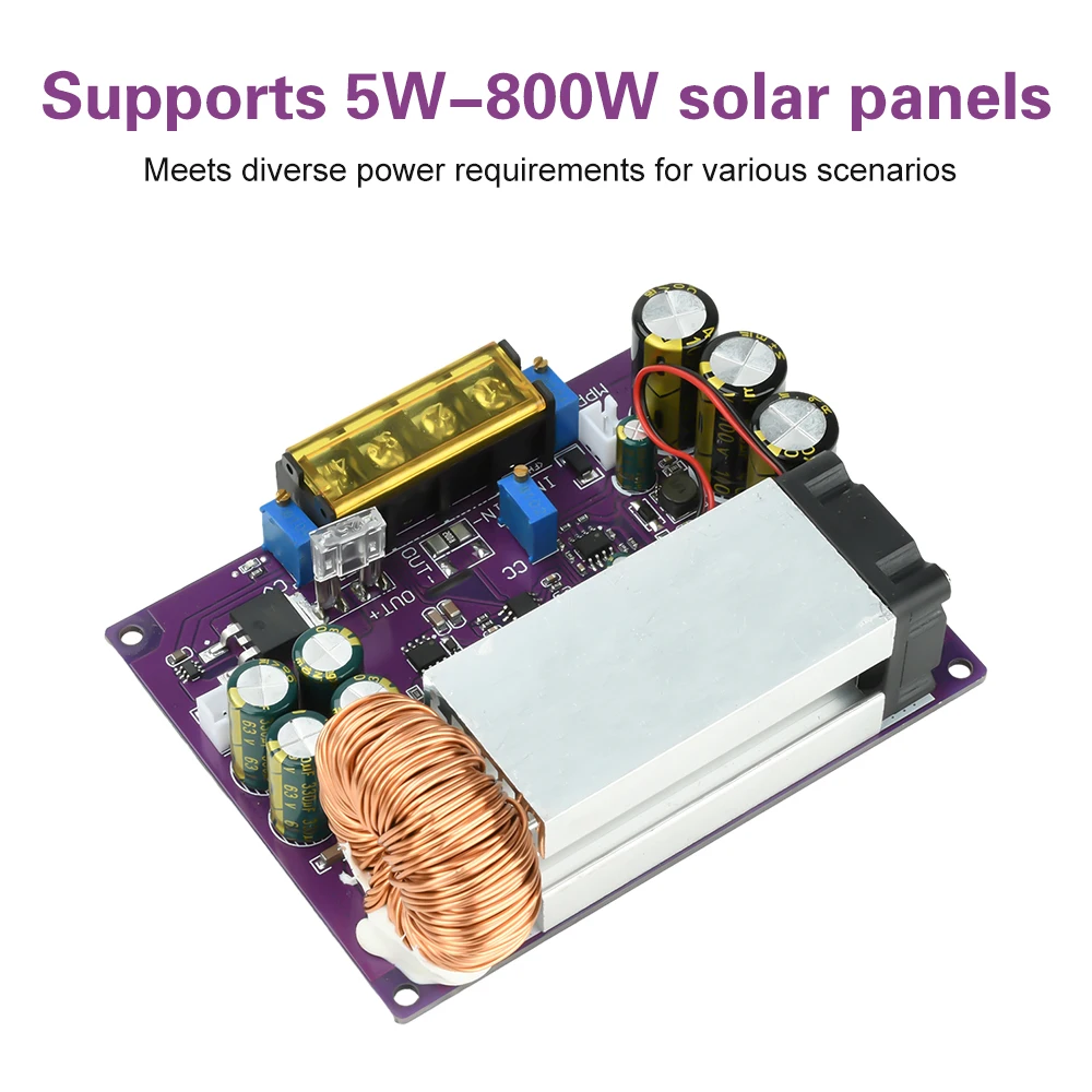 โมดูลแปลงไฟแบบปรับได้ 800W MPPT สำหรับชาร์จพลังงานแสงอาทิตย์ โมดูลจ่ายไฟ DC18-90V เป็น DC2-60V ตัวแปลงแบบ Step Down Buck พร้อมไดโอด Ideal