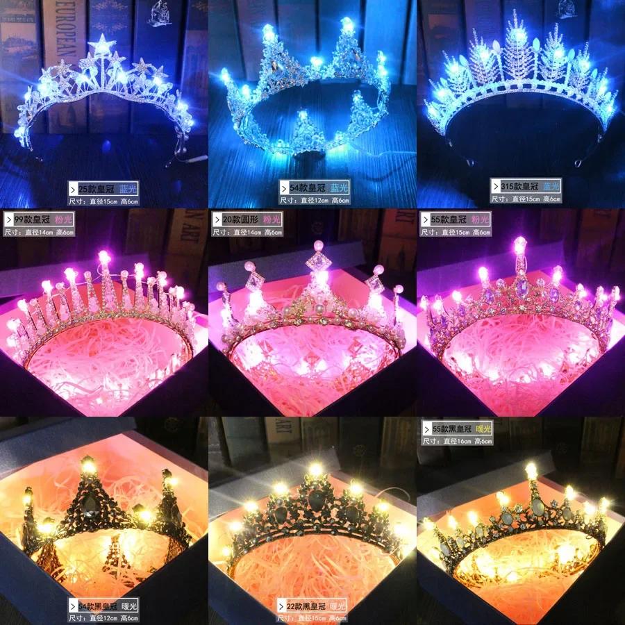 Crown glowing tiara atmospheric bride wedding tiara little princess birthday christmas lights