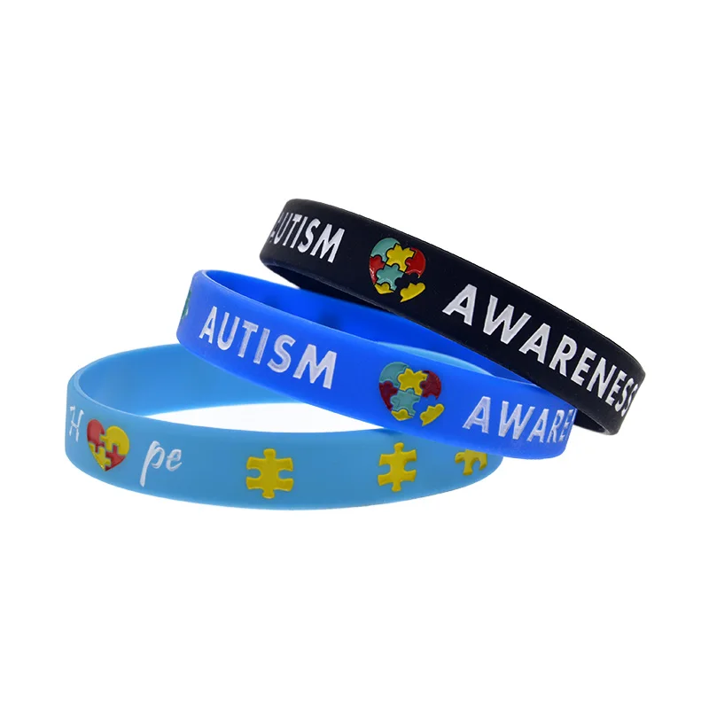 silicone pulseira para autismo consciencia esperanca amor tamanho adulto 50 pcs 01