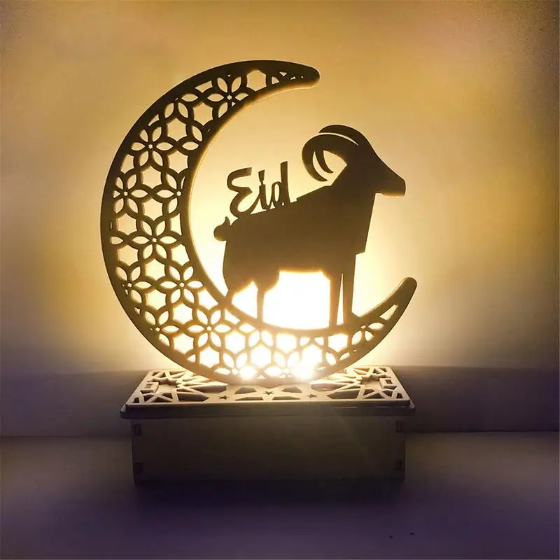 عيد مبارك Led خشبية ليلة ضوء حلية الإسلام مسلم عطلة زينة رمضان مهرجان الديكور للمنزل ديكور الحفلات
