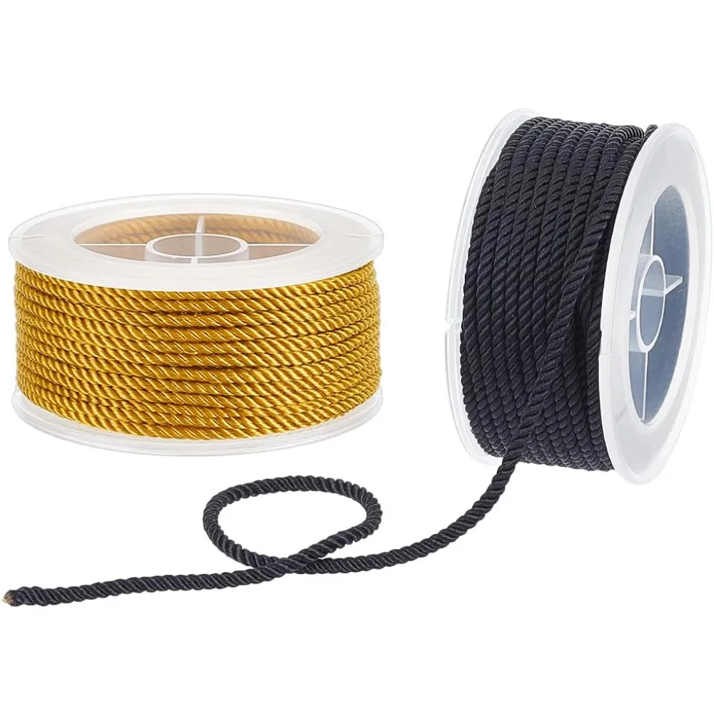 125.8 Yards/115m 1.5mm Twisted Nylon Cord 3-ply Satin Nylon Trim Cord Macrame Thread String Braided Beading Chinese