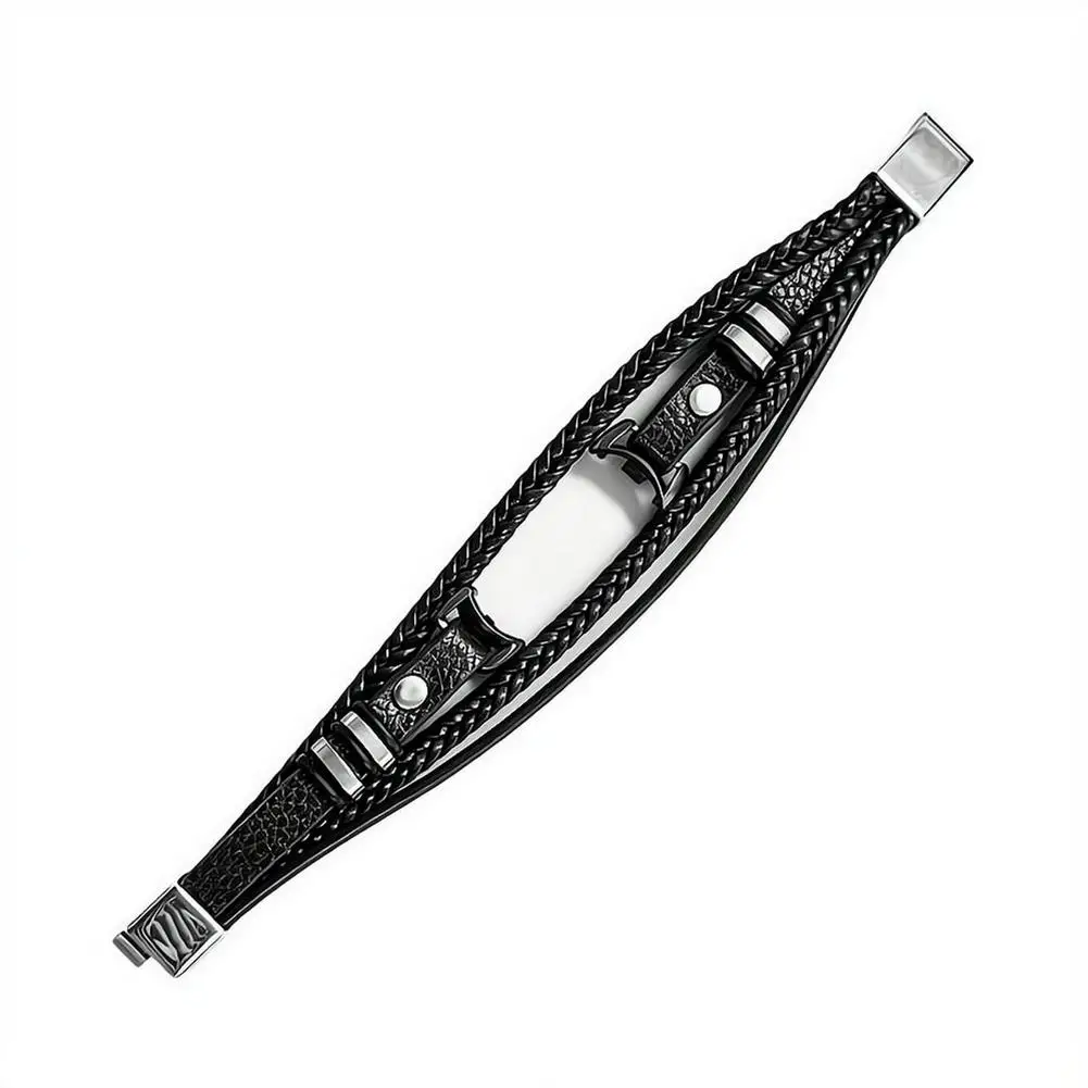 for Xiaomi Band 10/9/8 multi-layer woven leather strap, magnetic snap fastening,Fashion bracelet wristband accessory