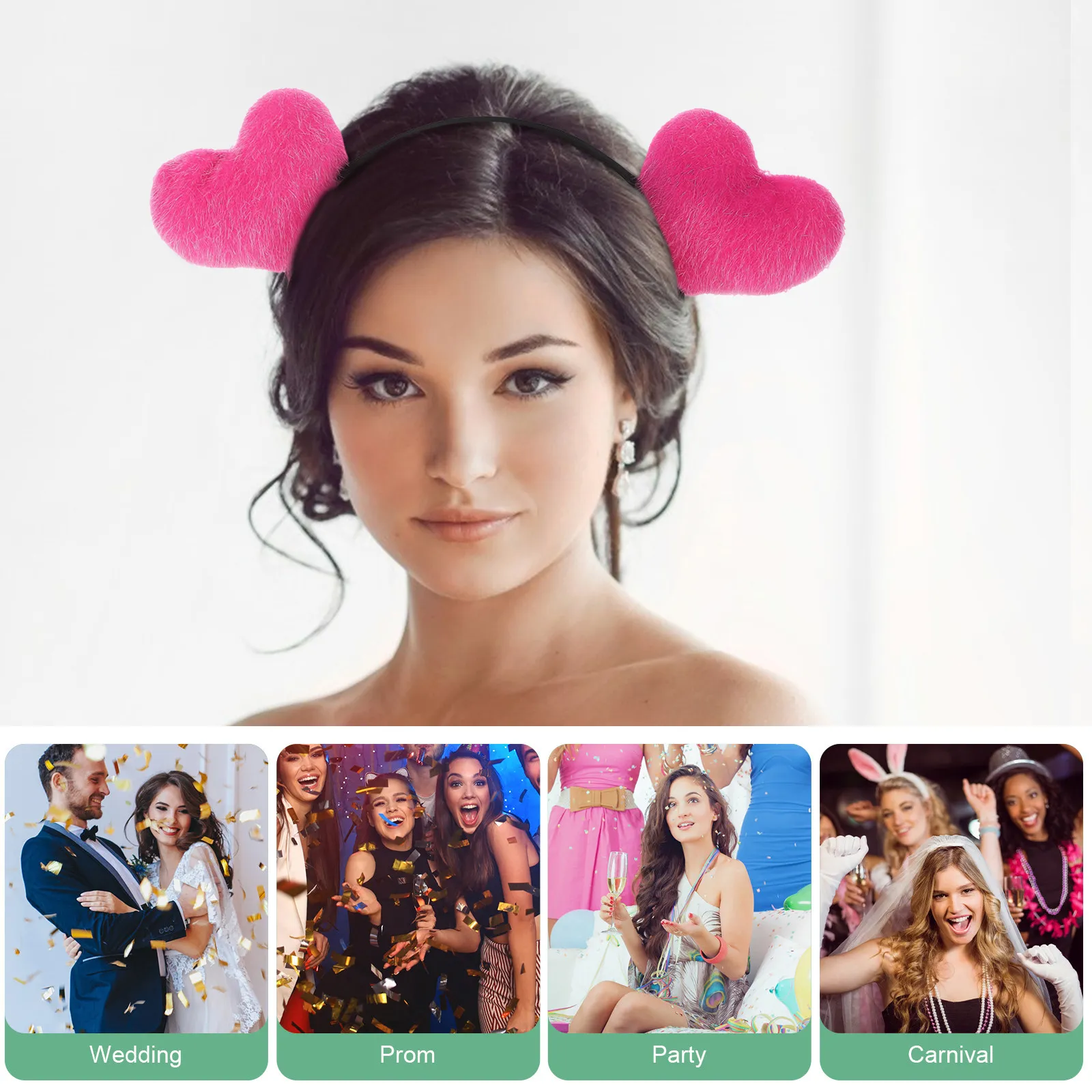 

Обруч для волос в форме сердца из тканевого материала, дышащий, удобный, для Дня святого Валентина, вечеринок, дней рождения и церемоний