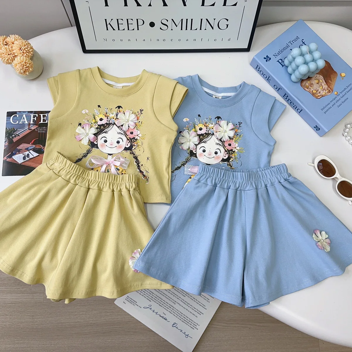 

Girls Clothes Sets Summer 2025 Children Cotton T-shirts Shorts 2pcs Cute Suit For Baby Short Pants Tracksuits Kids Outfits 6 7Y
