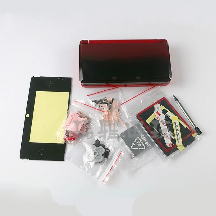 닌텐도 3DS 게임 패드용 풀 쉘 케이스 하우징, 콘솔 커버, 고무 유리 포함, 6 가지 색상