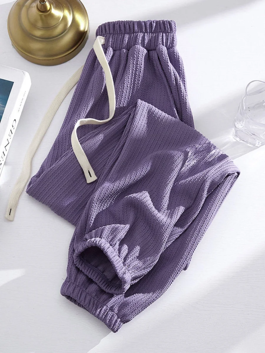 

plus Size Women's Casual Sports Pants High Waist Wide Leg Cuffed Summer Loose Meat Concealing Trendy Trousers for Heavy Girls