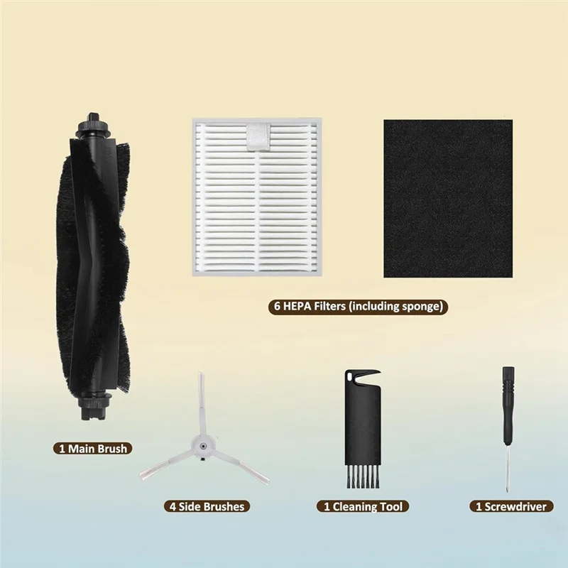 Комплект для замены робота-пылесоса Eufy L60/L50: включает в себя основные боковые щетки и фильтры HEPA.