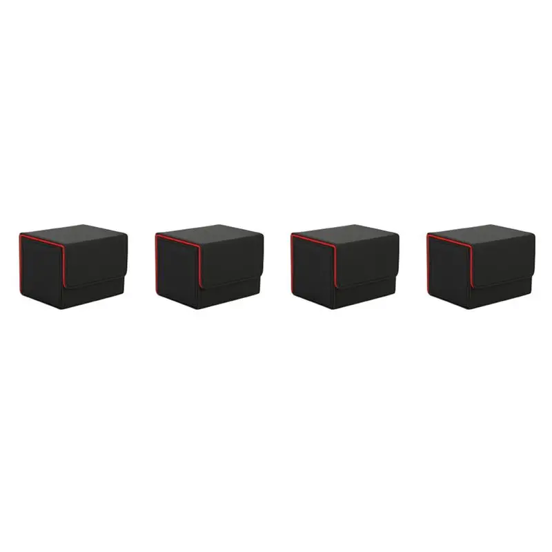 AA08-4X Card Box Side-Loading Card Box Deck Case For Mtg Yugioh Card Binder Holder 100+,Black Red