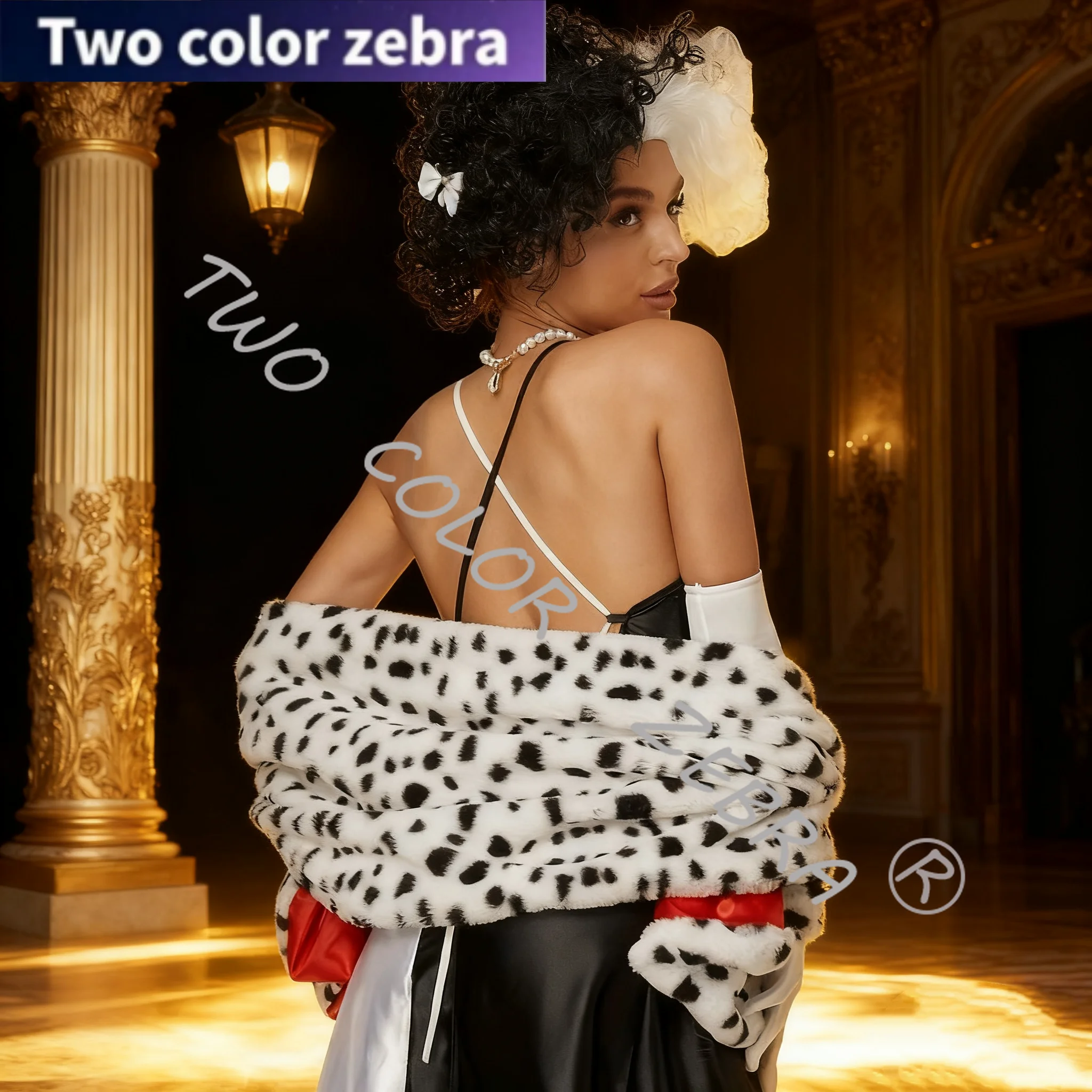 

Dalmatian Cosplay Costume Black White Spotted Dog Leopard Print Scarf Long And Short Style Print Shawl Scarf For Halloween Party