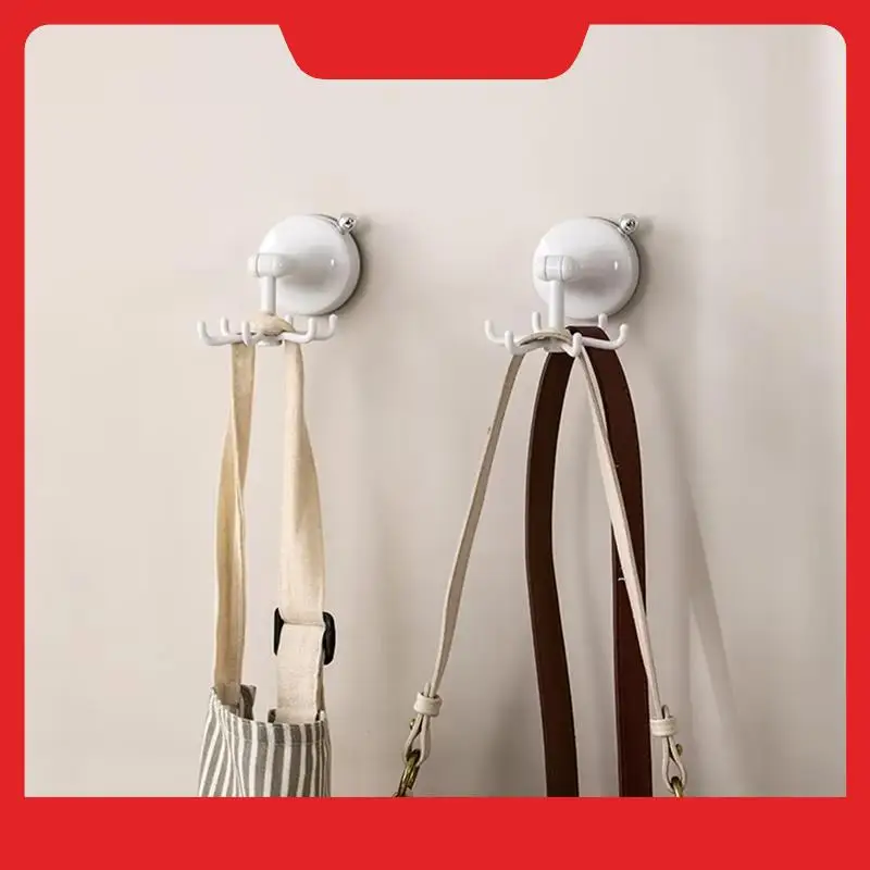 Rotatable Kitchen Hook - 6-Claw Suction Cup Wall Mount For Spatulas & Cookware, Drill-Free Plastic Storage Solution