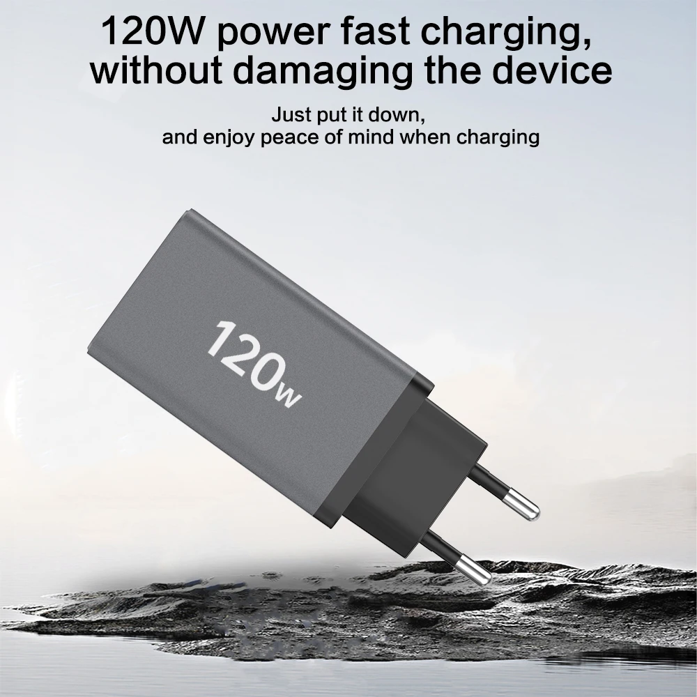 120W USB Type C Fast Charging Adapter Multi-Port USB Wall Charger Portable EU US UK Plug Phone Charger For iPhone Samsung Xiaomi