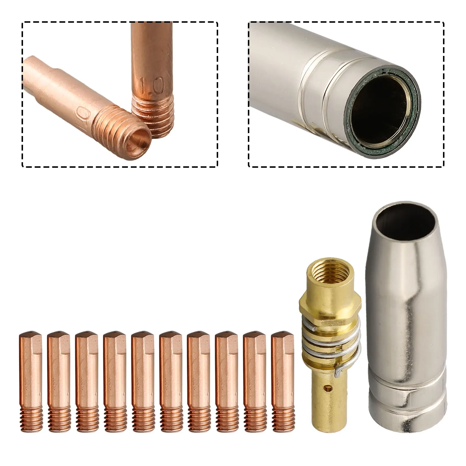 

MB15 MIG Welding Nozzle Welding Contact Tip MIG Torch 0.6/0.8/1.0mm Copper M6 MB15 MIG MIG Weldind Torches Tool