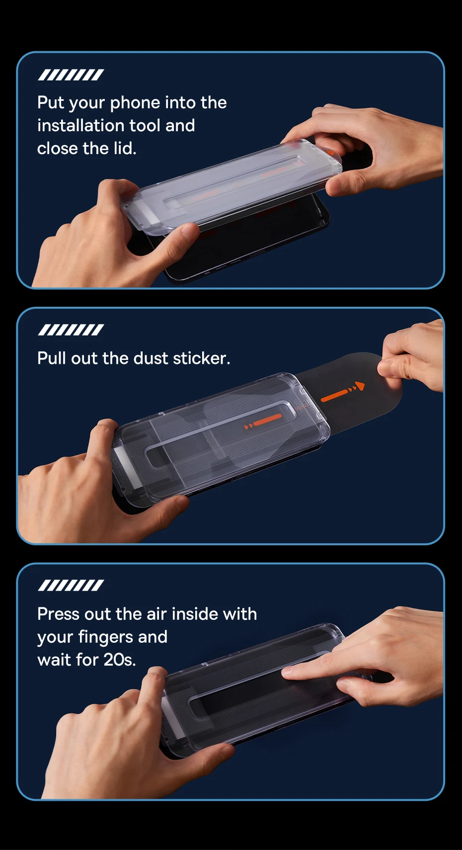 Baseus 0,4 mm Corning gehärtetes Glas für iPhone 17, 16, 15, 14, 13 Pro Max Plus Displayschutzfolie, Anti-Peeping-Auto-Installationsfolie – Detail 6