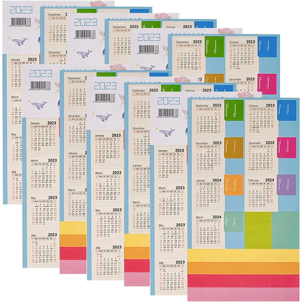 

16 Sheets Premium Calendar Index Stickers Easy-Tear Self-Adhesive Month Labels Bookmark Tabs for Notebook Planner Notepad Office