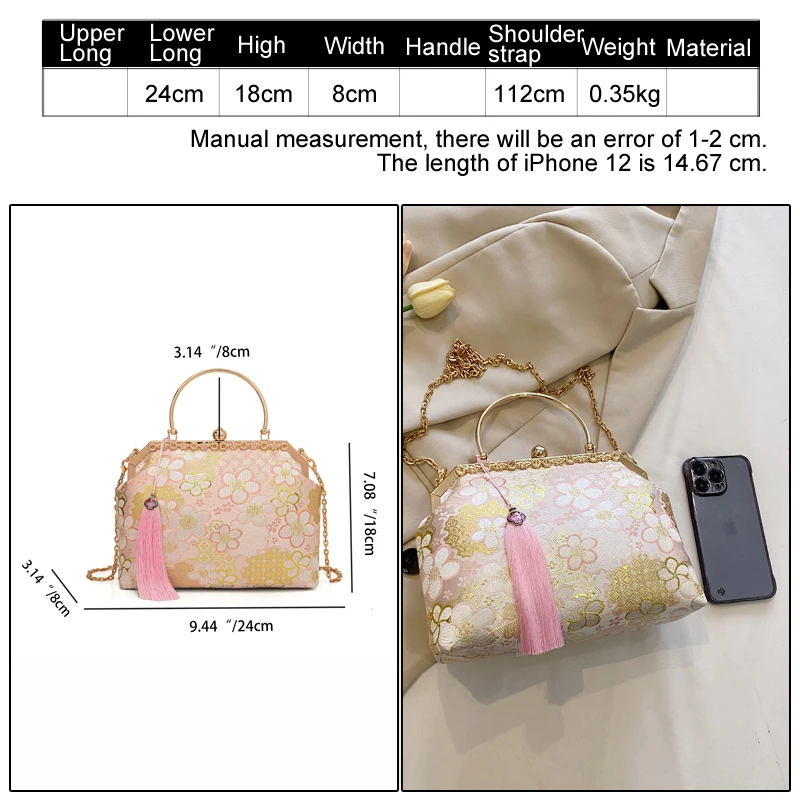 fancy crossbody bags for women tassel handbag Japanese style women's bag kimono embroidery sakura shoulder bag handbag for Girl