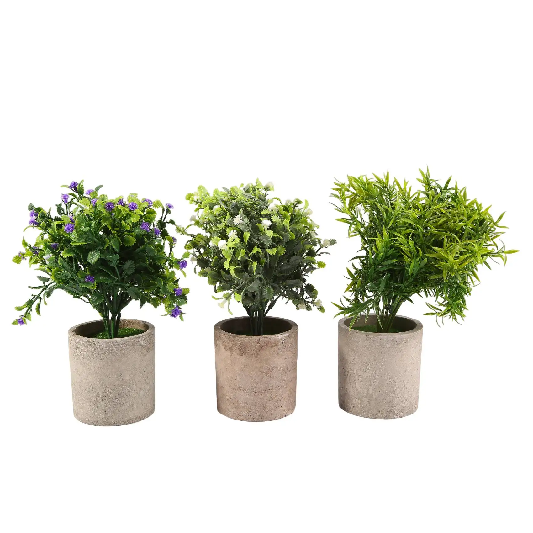 3 Pack Small Potted Artificial Plastic Plants, Mini Fake Rosemary Plant Faux Flower Houseplants for Home Decor Indoor