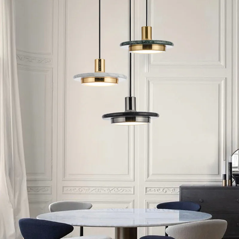 Moderno semplice lampadario in marmo sala da pranzo camera da letto comodino Bar tavolo da pranzo ottone pianeta lampadario illuminazione lampade