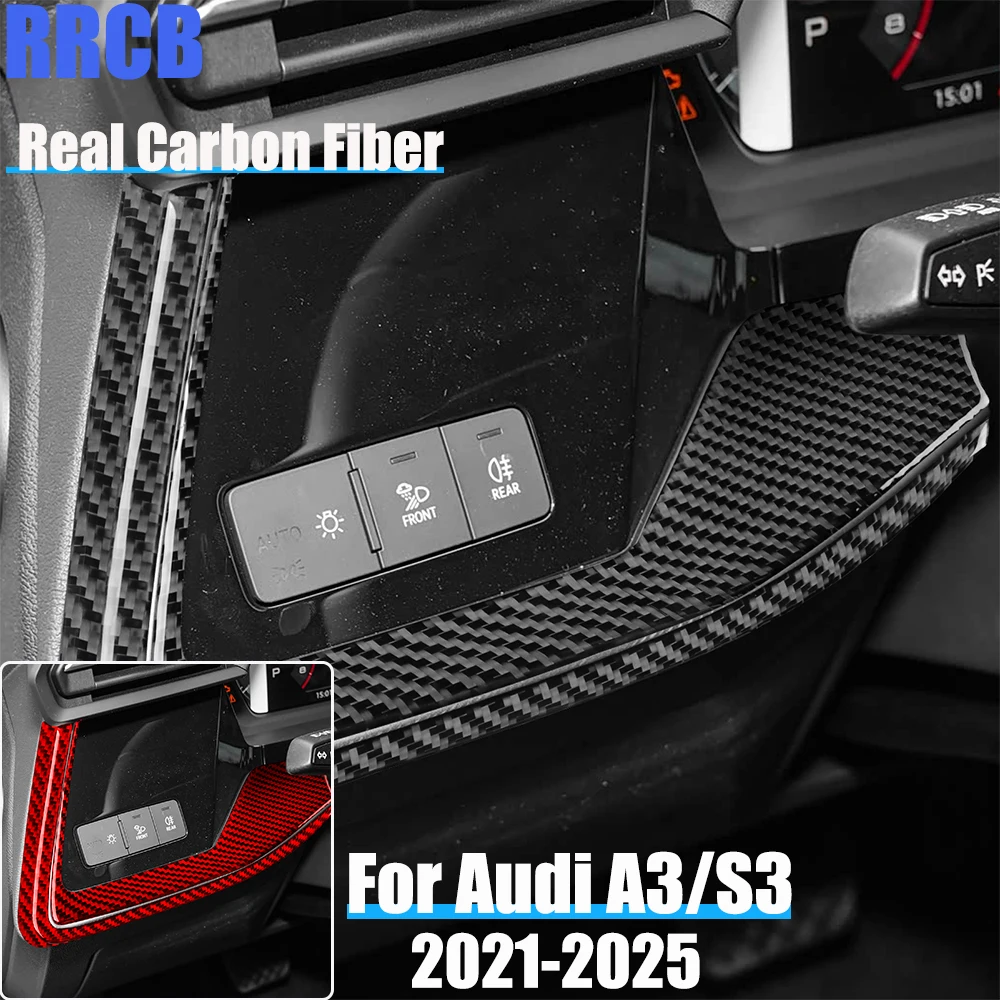 

Настоящее углеродное волокно, автомобильные аксессуары, полоски для приборной панели водителя, мягкая наклейка на чехол для Audi A3 S3 8Y 2021 2022 2023 2024 2025