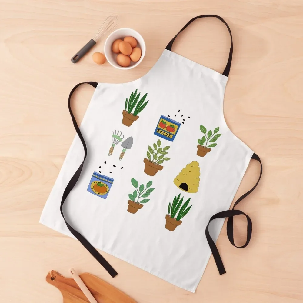 

whimsical gardening pattern Apron Bib For Kitchen Manicurists Kitchen Apras Man kitchen and home Apron