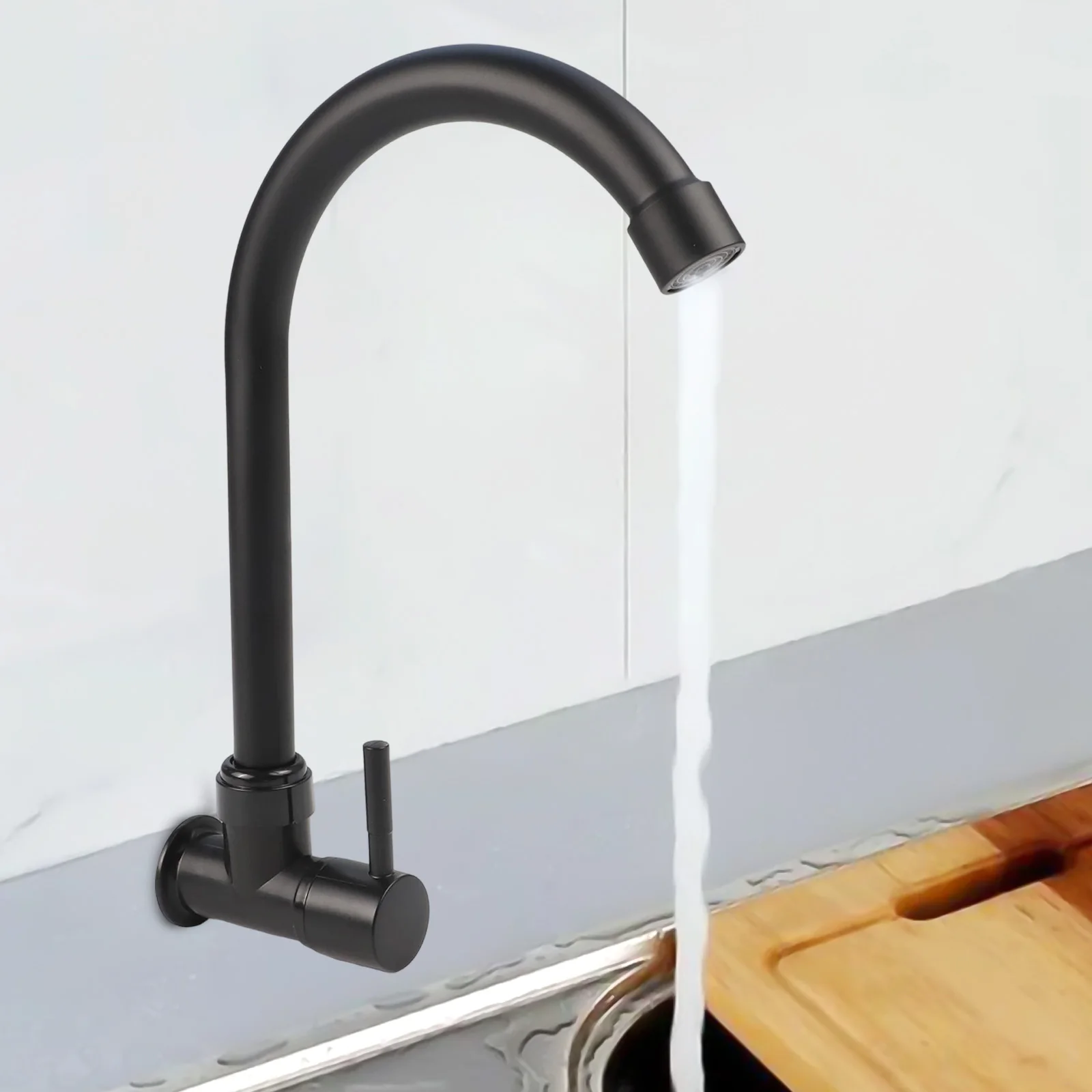 

Black Wall Kitchen Faucet Water Purifier Single Lever Hole Tap Cold Water Water Sink Faucet Water Taps Deck Mounted Kitchen