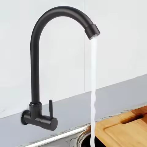 Black Wall Kitchen Faucet Water Purifier Single Lever Hole Tap Cold Water Water Sink Faucet Water Taps Deck Mounted Kitchen