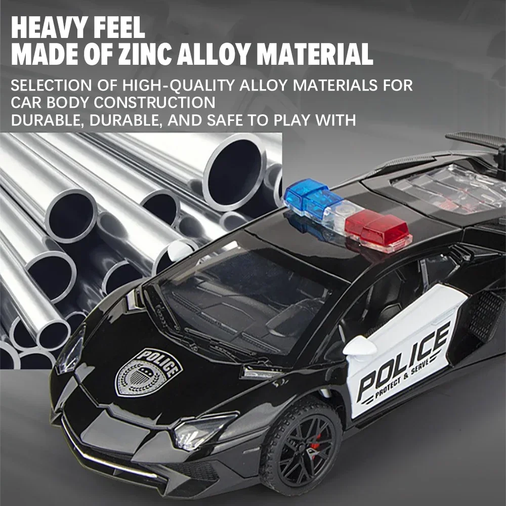 1/32 스케일 LP750 경찰 금속 다이캐스트 합금 장난감 자동차 모델 남자아이 어린이용 선물 장난감 자동차 취미 컬렉션 후진 기능
